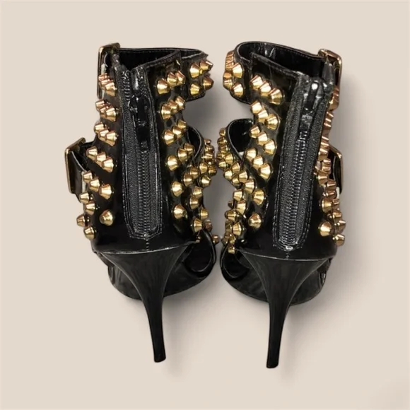 Gorgeous & Sexy Studded Black and Gold Women's Heels - Frederick’s of Hollywood - Picture 3 of 5